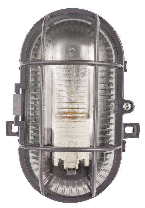 Oval vegglampe grå